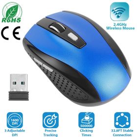 2.4G Wireless Gaming Mouse Optical Mice w/ Receiver 3 Adjustable DPI 6 Buttons (Color: Blue)