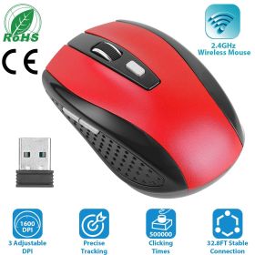 2.4G Wireless Gaming Mouse Optical Mice w/ Receiver 3 Adjustable DPI 6 Buttons (Color: Red)