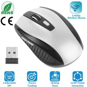 2.4G Wireless Gaming Mouse Optical Mice w/ Receiver 3 Adjustable DPI 6 Buttons (Color: Silver)