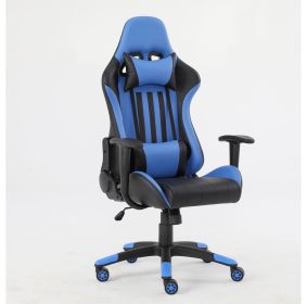 Soft Ergonomic Recliner Racing Computer PU Leather Office Gamer Chair (Color: Blue)