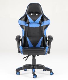 Luxury Home Furniture  Ergonomic Recliner PU Leather Racing Gaming  Chair In Nylon Racing Base (Color: Blue)