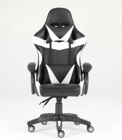 Luxury Home Furniture  Ergonomic Recliner PU Leather Racing Gaming  Chair In Nylon Racing Base (Color: White)