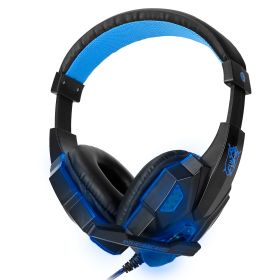 Gaming Headsets Stereo Bass Over Ear Headphones w/LED Light Earmuff w/ Mic (Color: Black)